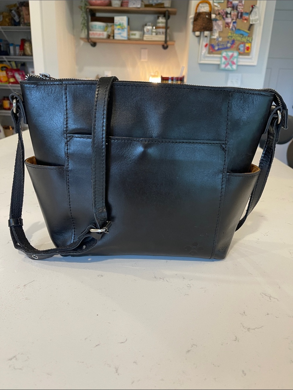 Patricia Nash Aveley Medium Black Leather Crossbody